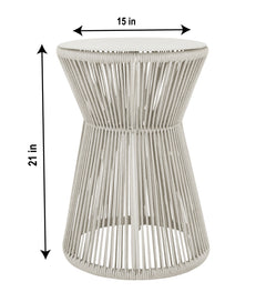 Aid Outdoor Patio Seating Set Single Chair and 1 Side Table Set (Grey) Braided & Rope