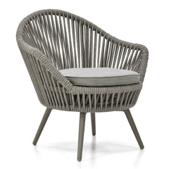 Faux Outdoor Patio Seating Set 2 Chairs and 1 Table Setc(Grey) Braided & Rope