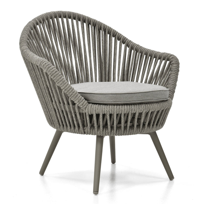 Faux Outdoor Patio Seating Set 2 Chairs and 1 Table Setc(Grey) Braided & Rope