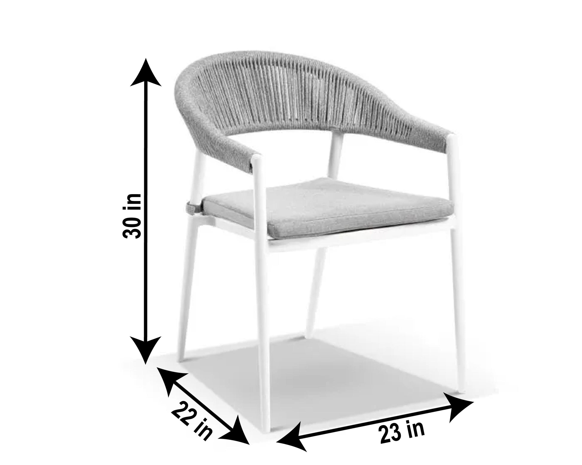 Outre Outdoor Patio Seating Set 4 Chairs and 1 Table Set (White + Grey) Braided & Rope
