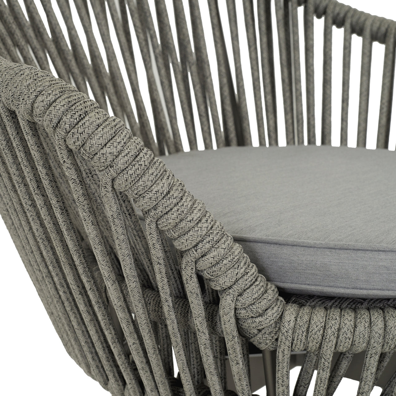 Faux Outdoor Patio Seating Set 2 Chairs and 1 Table Setc(Grey) Braided & Rope