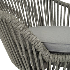 Faux Outdoor Patio Seating Set 2 Chairs and 1 Table Setc(Grey) Braided & Rope