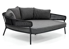 Jekub Outdoor Poolside Sunbed With Cushion Daybed (Dark Grey) Braided & Rope
