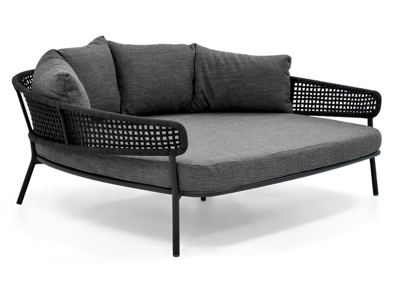 Jekub Outdoor Poolside Sunbed With Cushion Daybed (Dark Grey) Braided & Rope