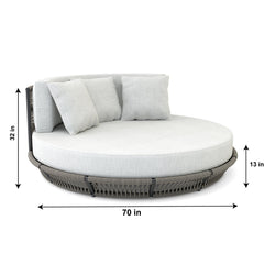 Nemi Outdoor Poolside Sunbed With Cushion Daybed (Grey) Braided & Rope