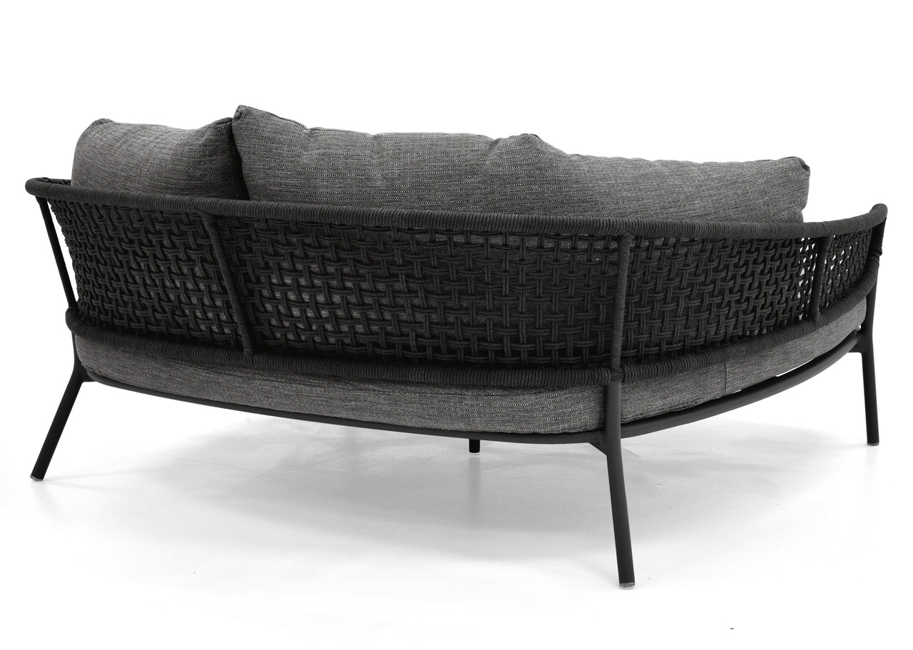 Jekub Outdoor Poolside Sunbed With Cushion Daybed (Dark Grey) Braided & Rope