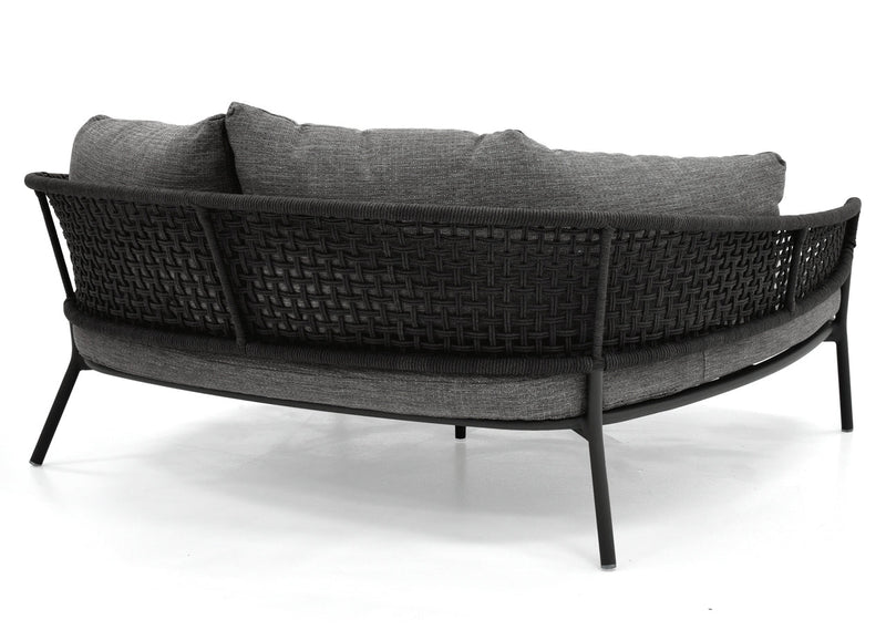 Jekub Outdoor Poolside Sunbed With Cushion Daybed (Dark Grey) Braided & Rope