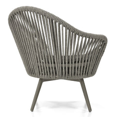 Faux Outdoor Patio Seating Set 2 Chairs and 1 Table Setc(Grey) Braided & Rope