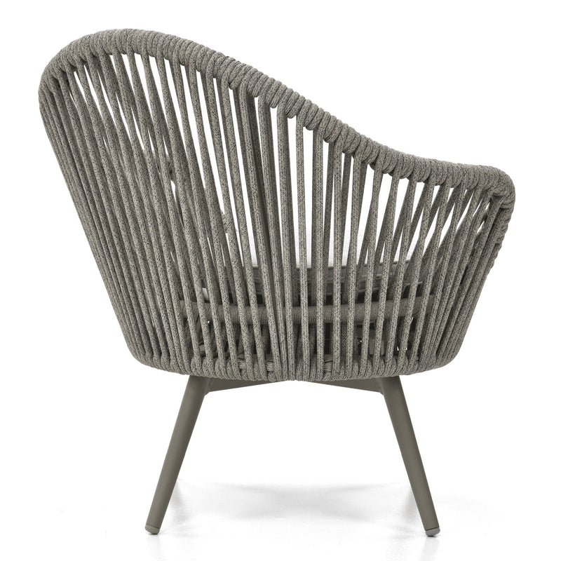 Faux Outdoor Patio Seating Set 2 Chairs and 1 Table Setc(Grey) Braided & Rope