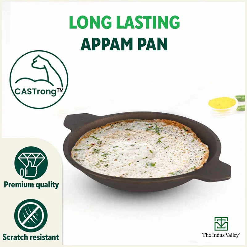 Super Smooth Cast Iron Appam Pan/Appachetty, Pre-seasoned, Nonstick, 100% Pure, Toxin-free, 22cm, 1.9kg