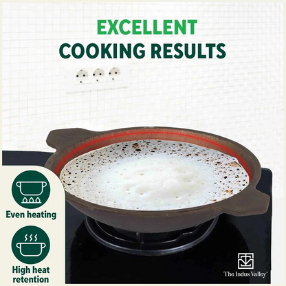 Super Smooth Cast Iron Appam Pan/Appachetty, Pre-seasoned, Nonstick, 100% Pure, Toxin-free, 22cm, 1.9kg