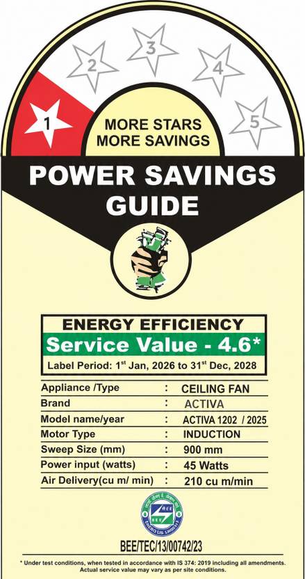 ACTIVA Apsra 900mm Ceiling Fan Brown-2