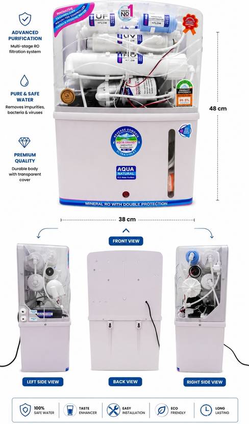 Sure from Aquaguard AQ-GRAND-12L-RO-UF-UV-TDS-MIN 12 L RO + UV + UF + Minerals + TDS Control Water Purifier