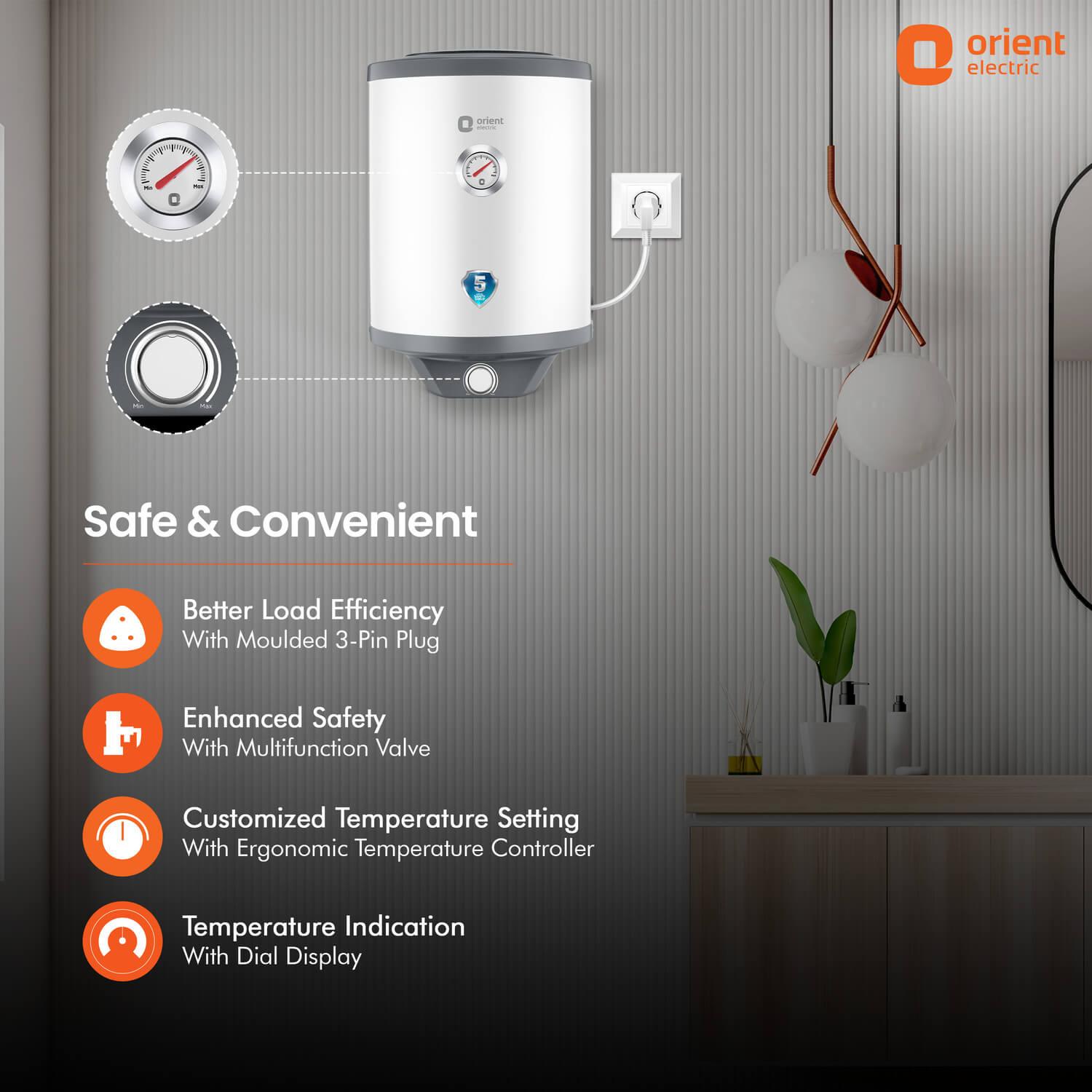 Aquanaut Water Heater (Geyser) | 5-Star Rated | Free Installation | Temperature Indicator | High-Rise Compatible