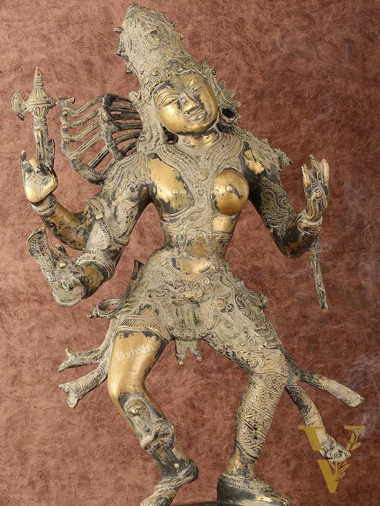 Ardhanarishvara Brass Statue Dual Tone - Super Antique Finish - 24"