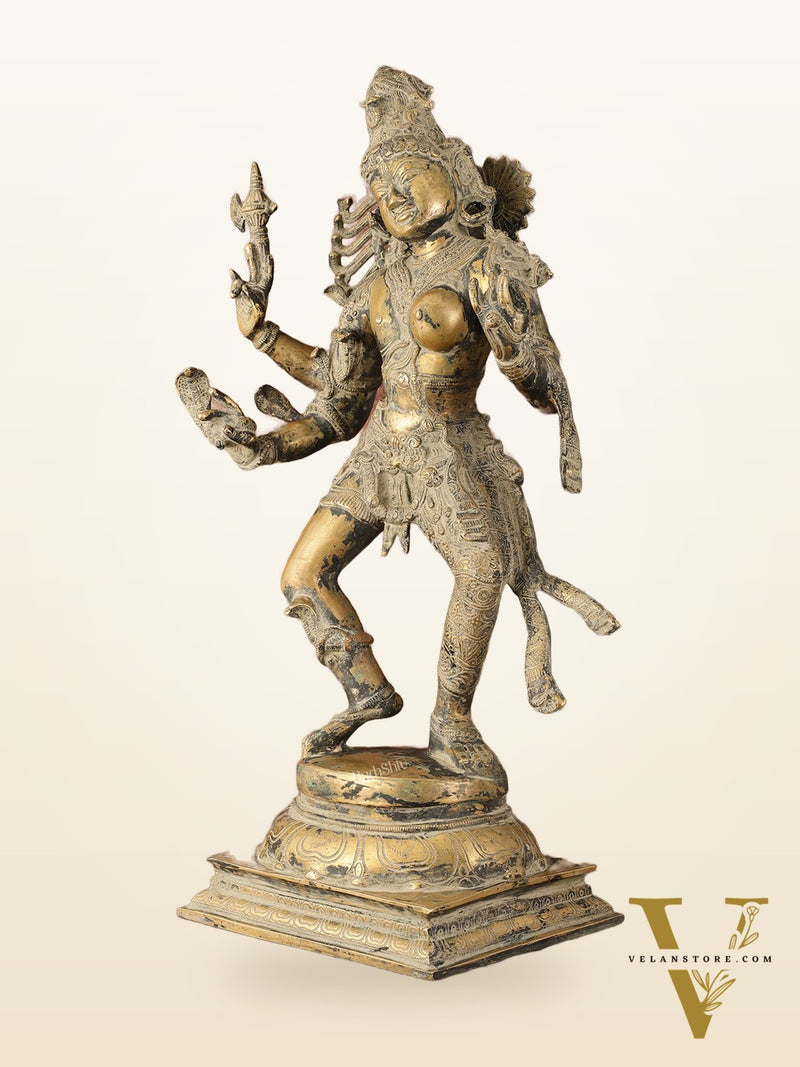 Ardhanarishvara Brass Statue Dual Tone - Super Antique Finish - 24"