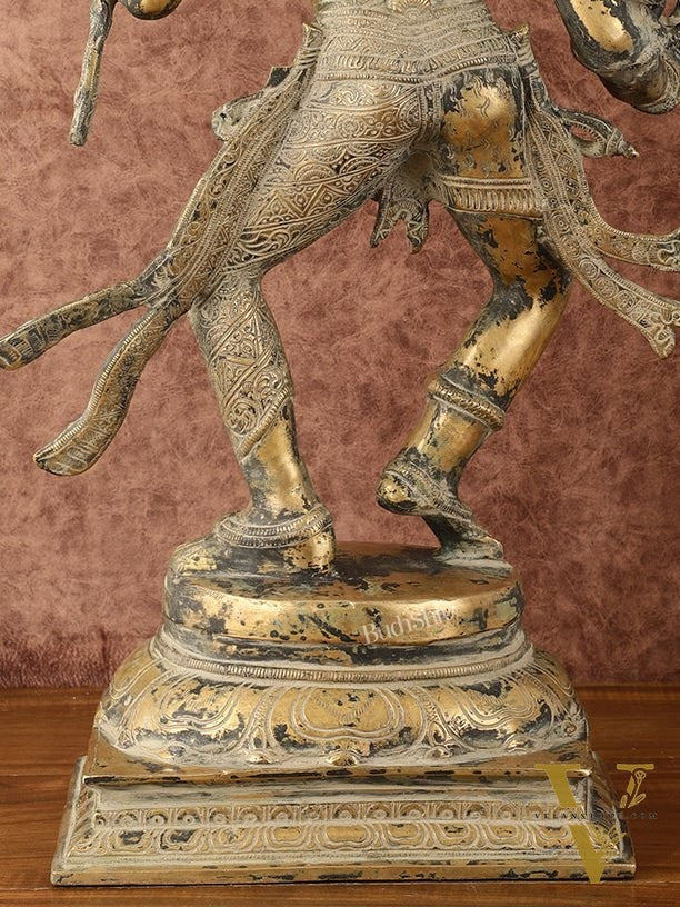 Ardhanarishvara Brass Statue Dual Tone - Super Antique Finish - 24"
