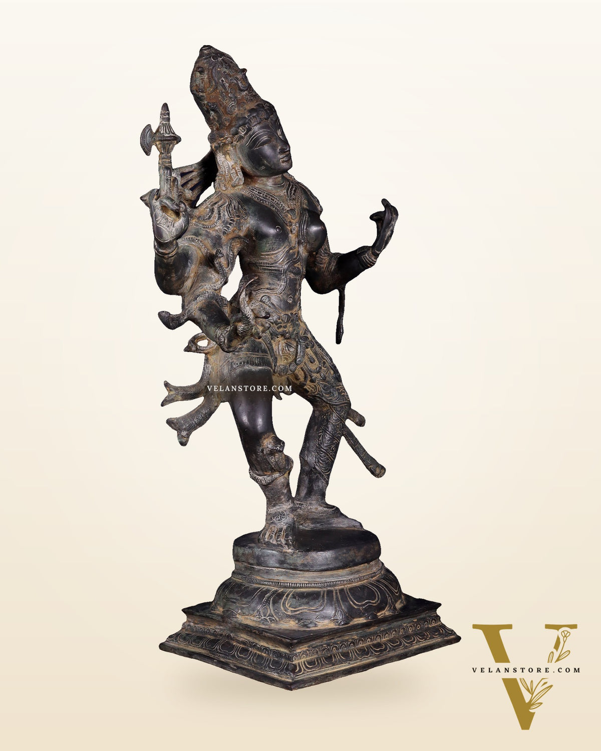 Ardhanarishvara Brass Statue  midnight Antique Finish - 24"