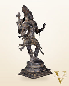 Ardhanarishvara Brass Statue  midnight Antique Finish - 24"
