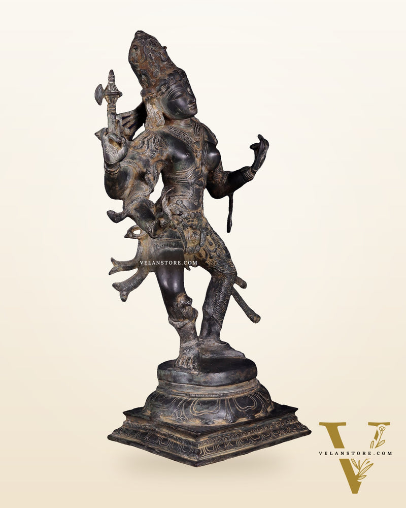 Ardhanarishvara Brass Statue  midnight Antique Finish - 24"