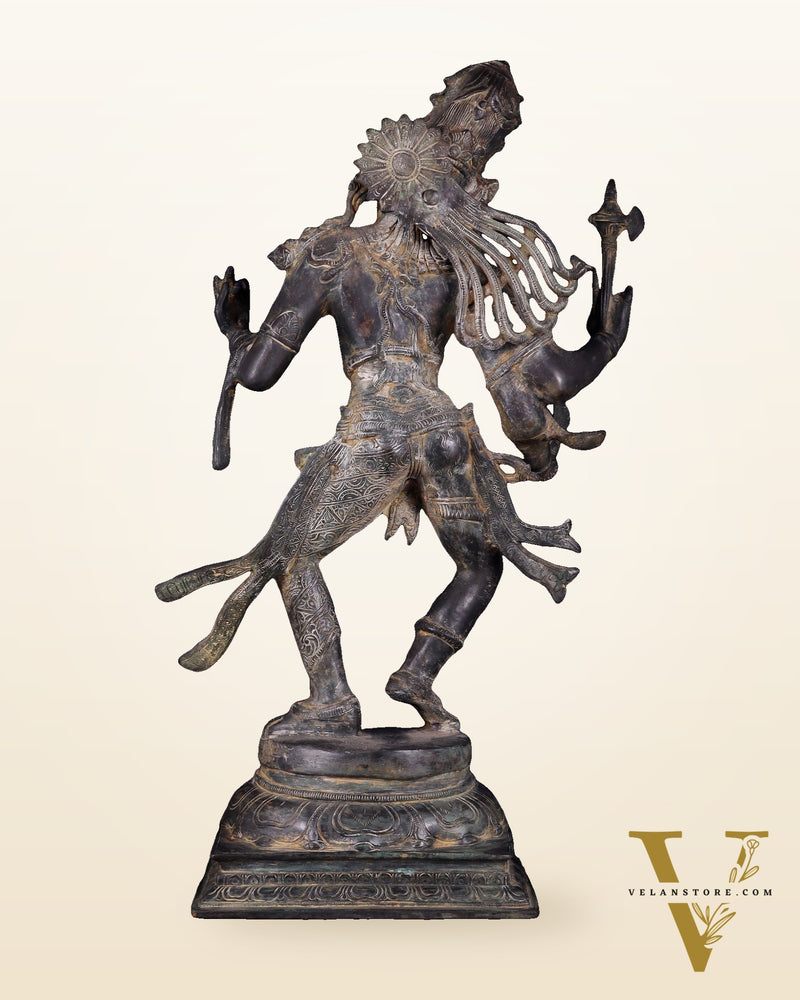 Ardhanarishvara Brass Statue  midnight Antique Finish - 24"