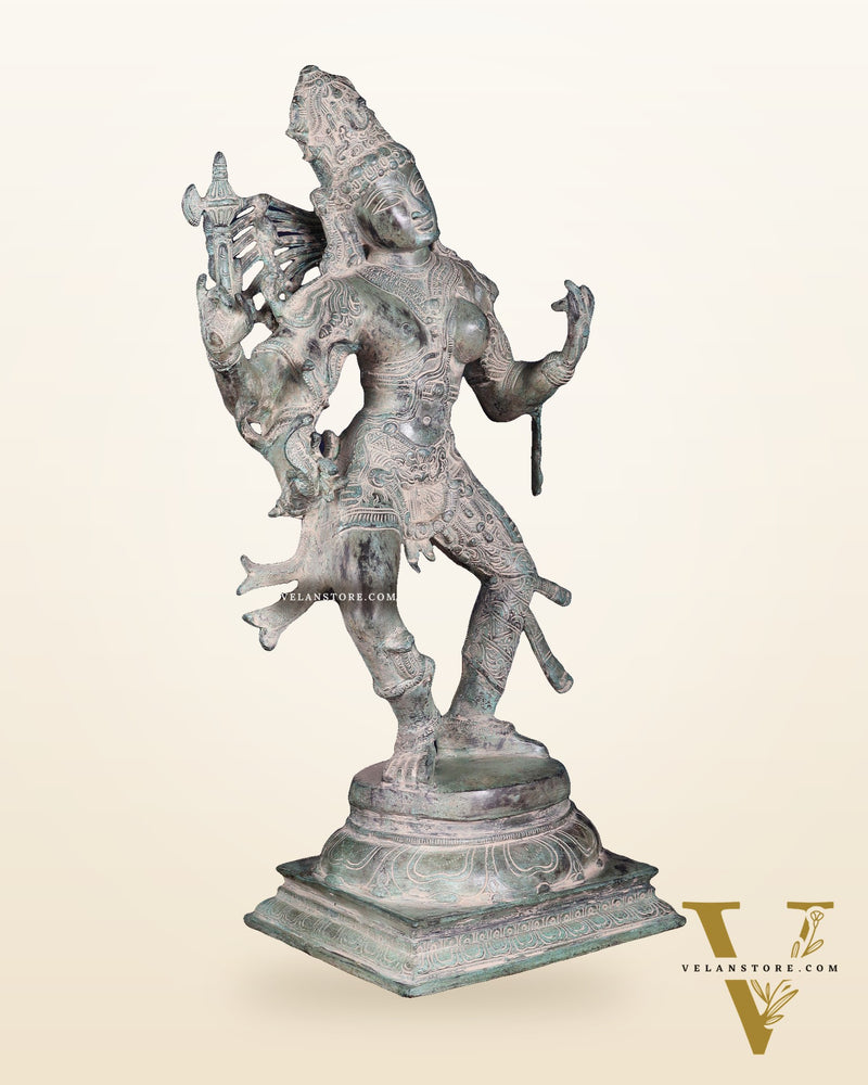 Ardhanarishvara Brass Statue Stone Finish - 24"
