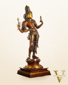 Ardhanarishwara Shiv Parvati as one Brass statue 23" chola tone