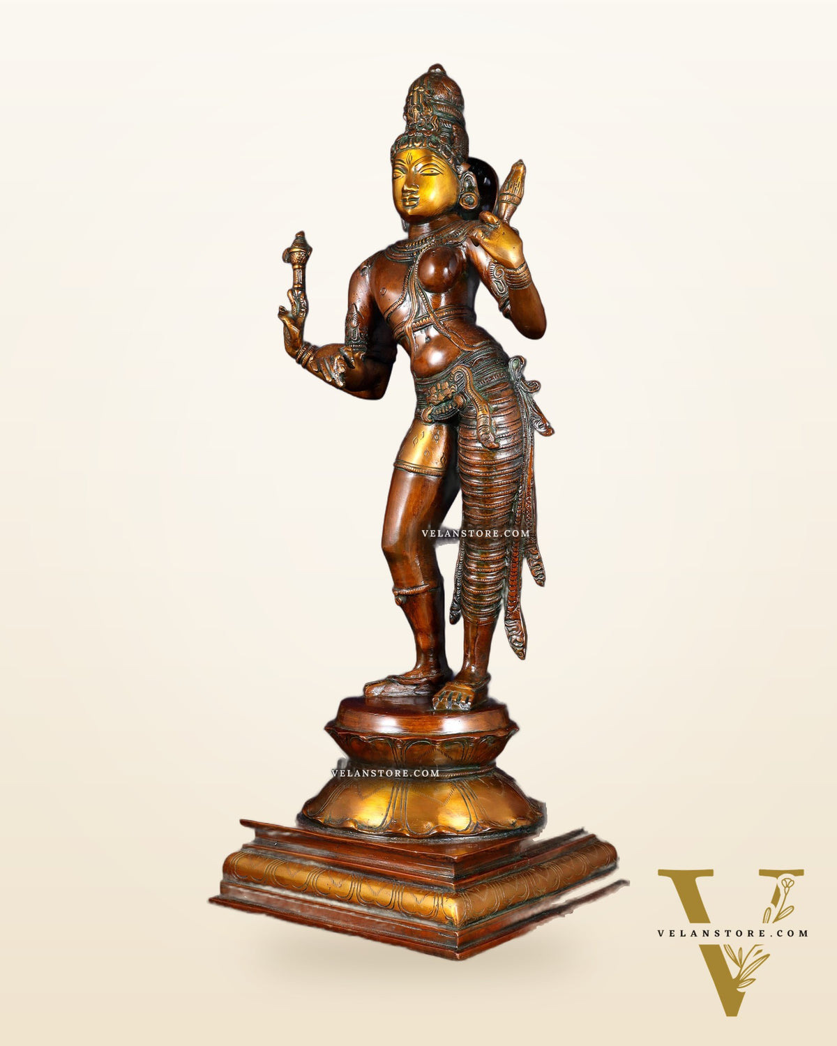 Ardhanarishwara Shiv Parvati as one Brass statue 23" chola tone