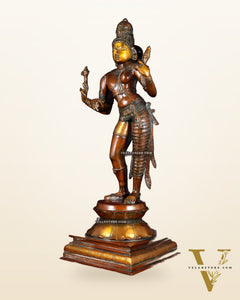 Ardhanarishwara Shiv Parvati as one Brass statue 23" chola tone