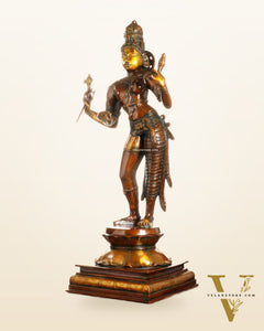 Ardhanarishwara Shiv Parvati as one Brass statue 23" chola tone