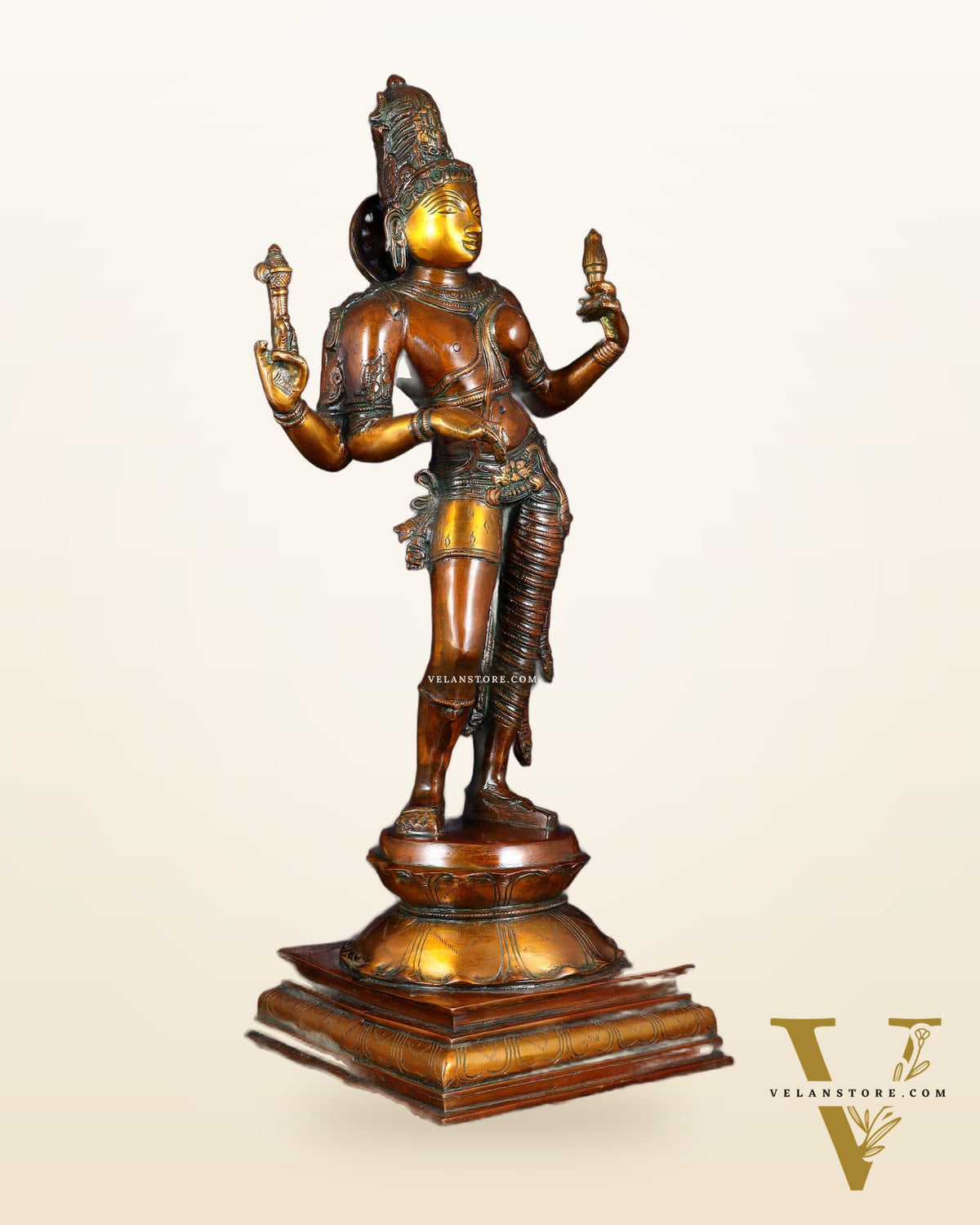 Ardhanarishwara Shiv Parvati as one Brass statue 23" chola tone