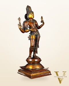 Ardhanarishwara Shiv Parvati as one Brass statue 23" chola tone