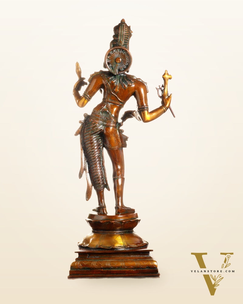 Ardhanarishwara Shiv Parvati as one Brass statue 23" chola tone