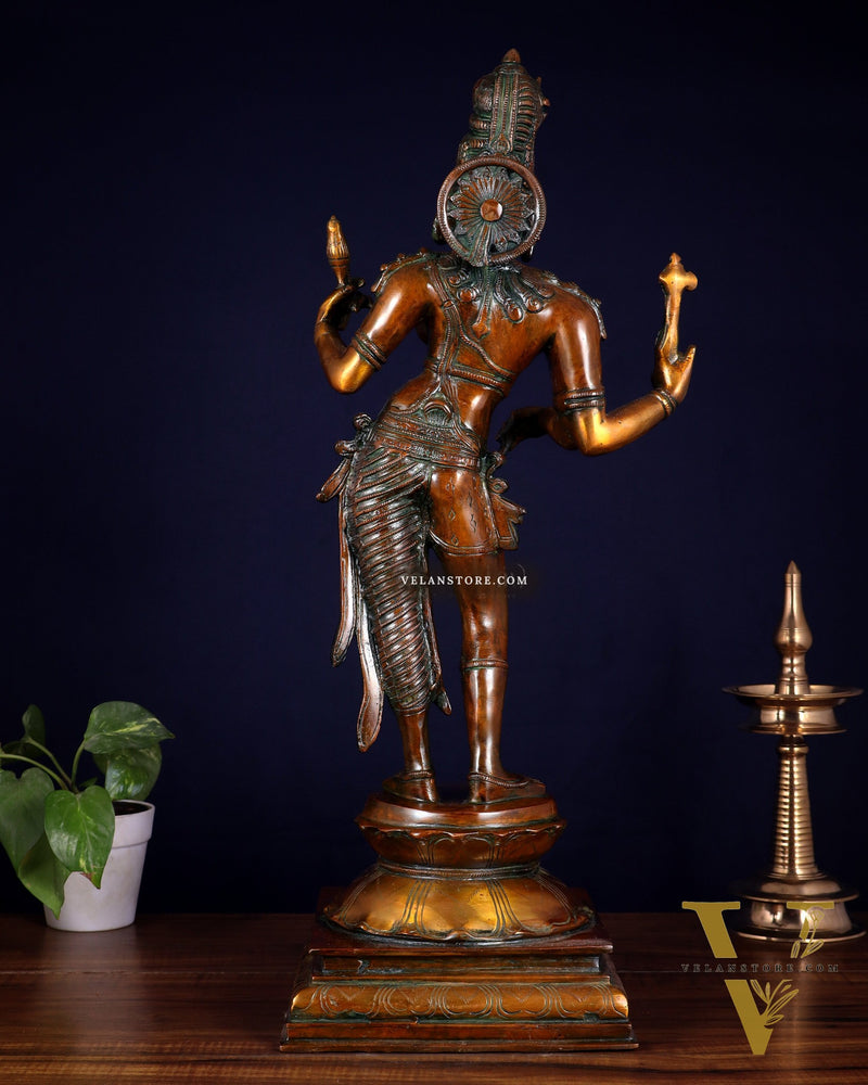 Ardhanarishwara Shiv Parvati as one Brass statue 23" chola tone
