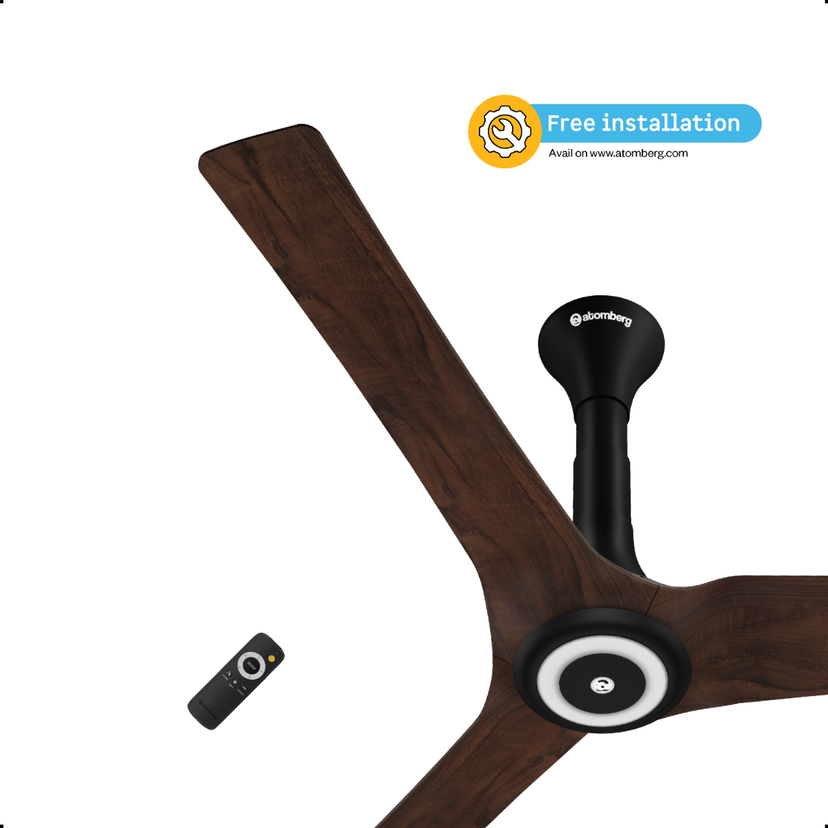 atomberg Aris Starlight Smart 1200mm BLDC Ceiling Fan with IoT & Remote | 5 Star | 250 CMM Air Delivery | LED Underlight | Silent Operation | Award Winning Design | 5 Year Warranty (Dark Teakwood)