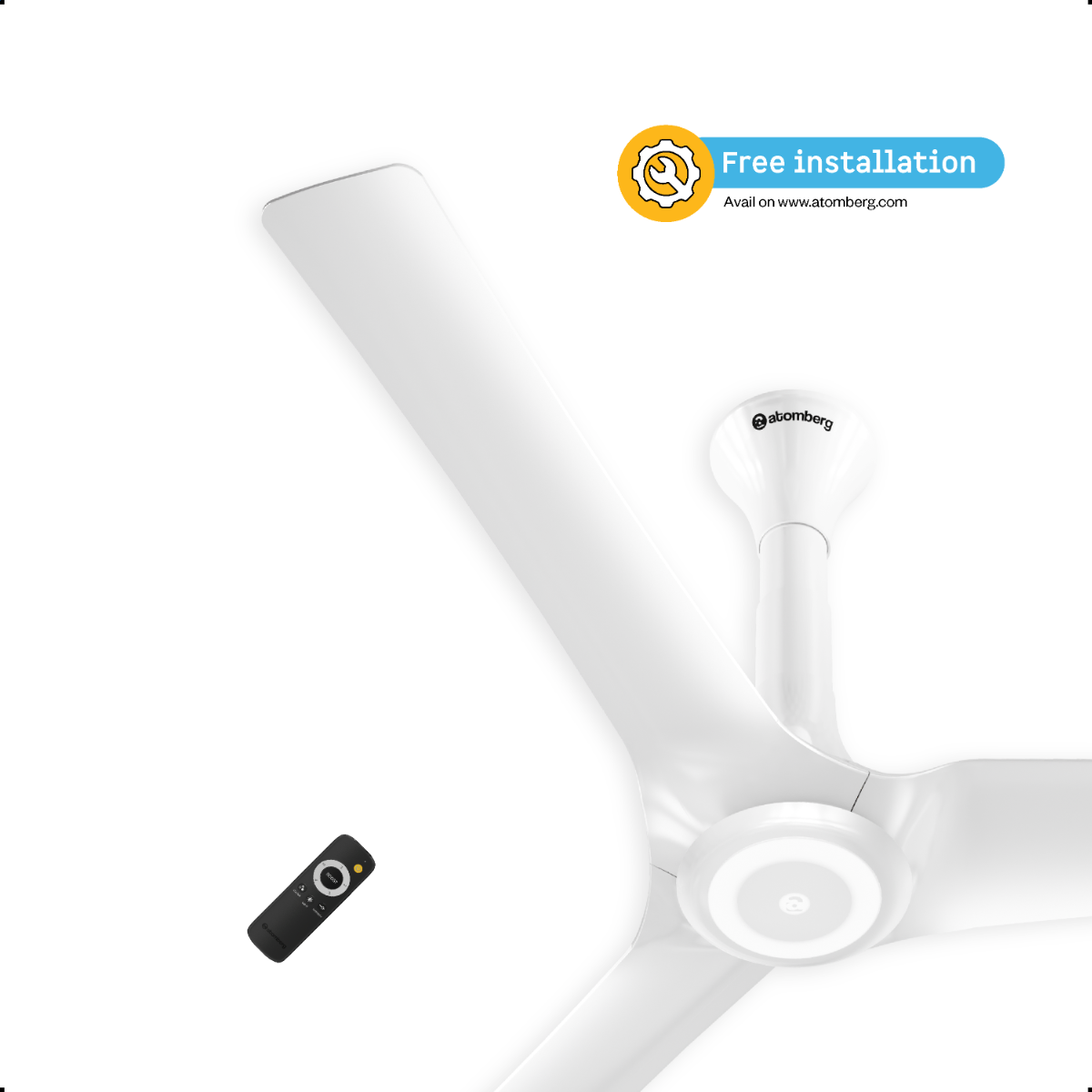 atomberg Aris Starlight Smart 1200mm BLDC Ceiling Fan with IoT & Remote | 5 Star | 250 CMM Air Delivery | LED Underlight | Silent Operation | Award Winning Design | 5 Year Warranty (Marble White)