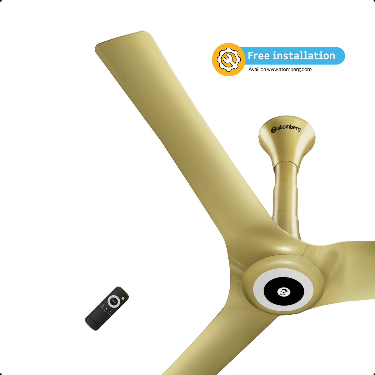 atomberg Aris Starlight Smart 1200mm BLDC Ceiling Fan with IoT & Remote | 5 Star | 250 CMM Air Delivery | LED Underlight | Silent Operation | Award Winning Design | 5 Year Warranty (Tuscan Gold)