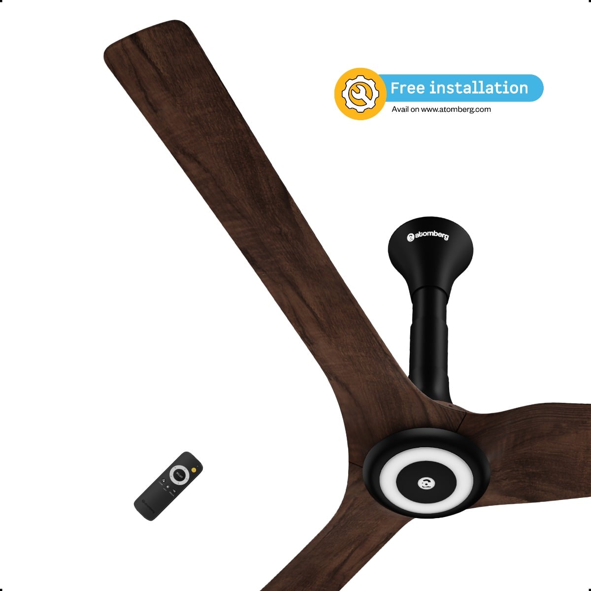 atomberg Aris Starlight Smart 1400mm BLDC Ceiling Fan with IoT & Remote | 5 Star | 280 CMM Air Delivery | LED Underlight | Silent Operation | Award Winning Design | 5 Year Warranty (Dark Teakwood)
