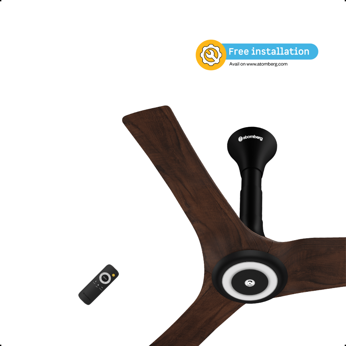 atomberg Aris Starlight Smart 900mm BLDC Ceiling Fan with IoT & Remote | 5 Star | 185 CMM Air Delivery | LED Underlight | Silent Operation | Award Winning Design | 5 Year Warranty (Dark Teakwood)