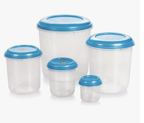 Aristo Anchor Plastic Storage Container 5 Pcs Set, Transparent Clear