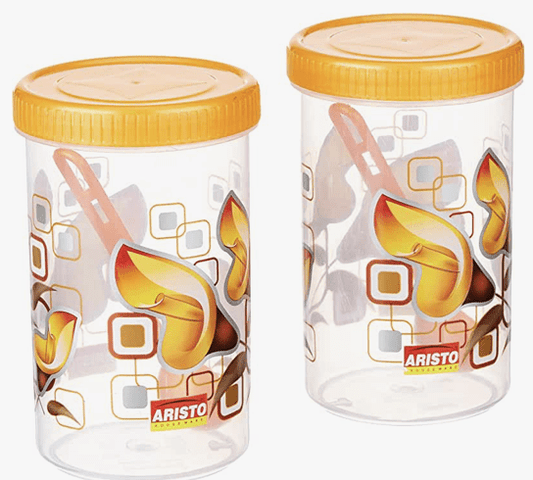 अरिस्टो स्टोरवेल104 किचन के लिए एयर-टाइट स्टोरेज कंटेनर, मसाले, स्नैक्स, अनाज, दाल रखने के लिए प्लास्टिक जार - 720 एमएल (2 पीस सेट)