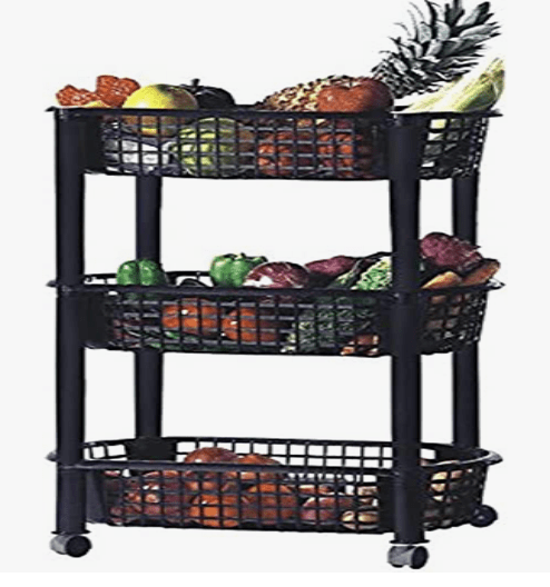 Aristo Volvo Rack 3 Layer Plastic Rack for Kitchen, Offices, Home, Hospitals, Schools, Doctors, Beauty Parlour, Saloons, Color May Vary, (47.5 x 28.5 x 57 cm)