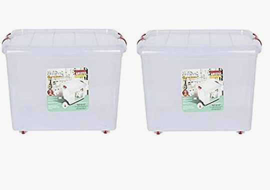 ARISTO Multipurpose Plastic Rectangular 25 Ltr Storage Box/Container - Pack of 2 (Transparent), standard, (45.5 x 34 x 26 cm)