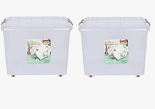 ARISTO Multipurpose Plastic Rectangular 25 Ltr Storage Box/Container - Pack of 2 (Transparent), standard, (45.5 x 34 x 26 cm)