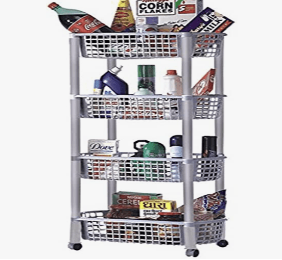 ARISTO Volvo Rack 4 Layer Plastic Rack for Kitchen, Offices, Home, Hospitals, Schools, Doctors, Beauty Parlour, Saloons, Color May Vary, (47.5 x 28.5 x 80 CM)