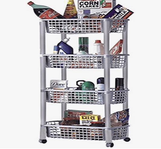 ARISTO Volvo Rack 4 Layer Plastic Rack for Kitchen, Offices, Home, Hospitals, Schools, Doctors, Beauty Parlour, Saloons, Color May Vary, (47.5 x 28.5 x 80 CM)
