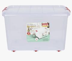 Aristo Multipurpose Plastic Storage Container Box With Wheels 70 Ltr (Clear,Transparent), 62 x 45 x 38 cm, Rectangular-1