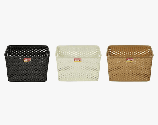 ARISTO Plastic Storage Basket (335) (Multicolour) - Combo of 3
