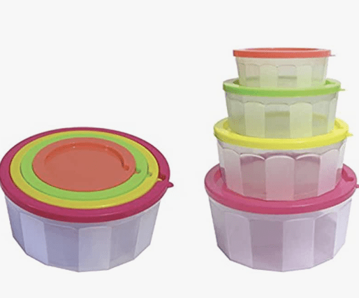 Aristo Houseware Diamond Plastic Storage Container 4 Pcs Set, Transparent Clear, Multi-1