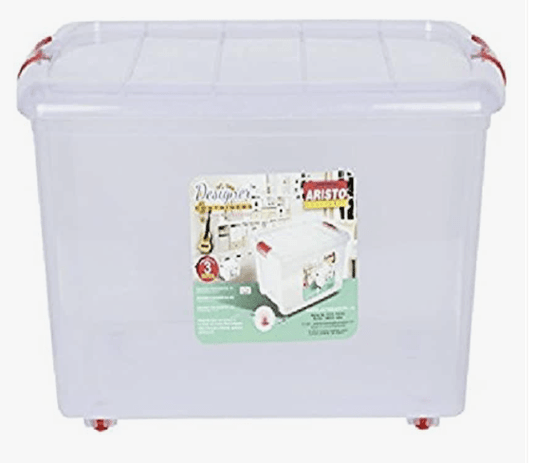 ARISTO Multipurpose Plastic Storage Container Box with Wheels 25 LTR (Clear, Transparent), (45.8 x 34 x 26 cm, Rectangular)